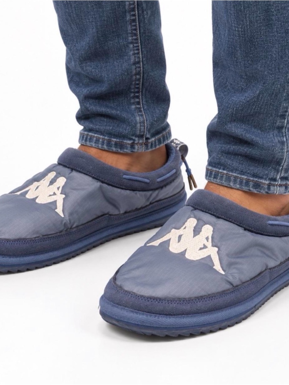 Kappa Men's Blue Quilted Slip-On Loafers with White Logo